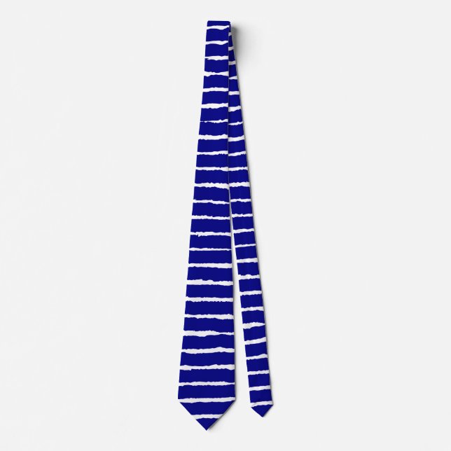 Bold Rough Stripes - Navy on White Tie (Front)