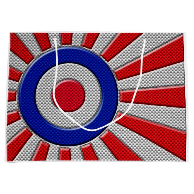 Bold Roundel Sunburst Design in Carbon Fibre Style Large Gift Bag (Front)