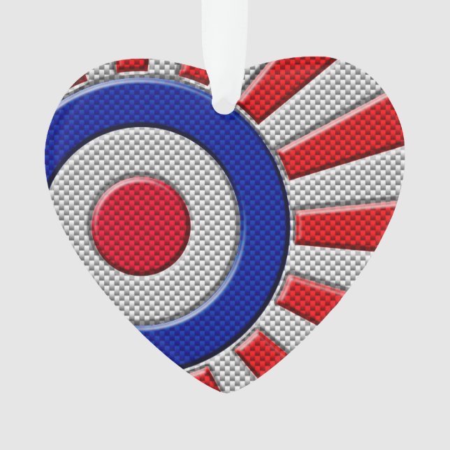 Bold Roundel Sunburst Design in Carbon Fibre Style Ornament (Front)