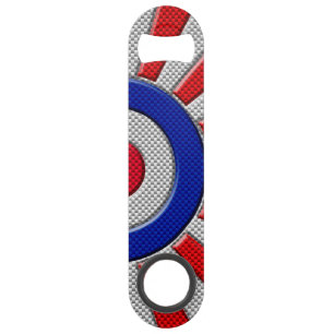 Bold Roundel Sunburst Design in Carbon Fibre Style Speed Bottle Opener