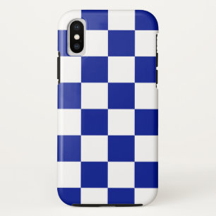 Bold Royal Blue and White Chequerboard Pattern iPhone X Case