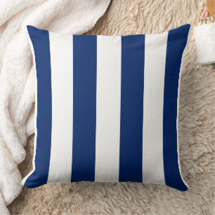 Bold Royal Blue and White Stripes Throw Pillow