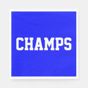 Bold Royal Blue Athletic Sporty CHAMPS White Text Napkin