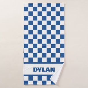 Bold Royal Blue Chequerboard Bath Towel