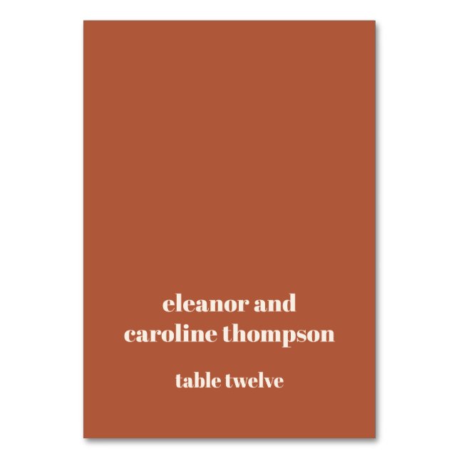 Bold Rust Fall Retro Custom Wedding Place Card (Front)
