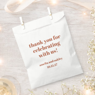 Bold Rust Fall Retro Custom Wedding Thank You  Favour Bag