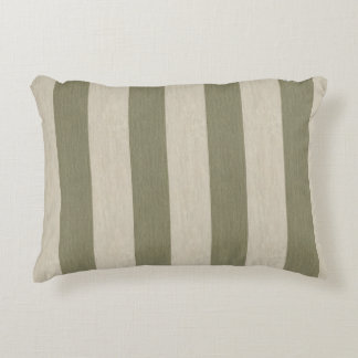Bold Sage Green and Cream Vertical Striped Pattern Accent Pillow