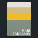 Bold Sage Green Yellow Stripes Modern Personalized iPad Pro Cover<br><div class="desc">Bold Sage Green Yellow Stripes Modern Personalized iPad Cover</div>