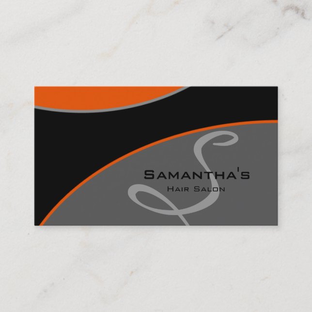 Bold Salon Spa Business Card orange grey 2 (Front)