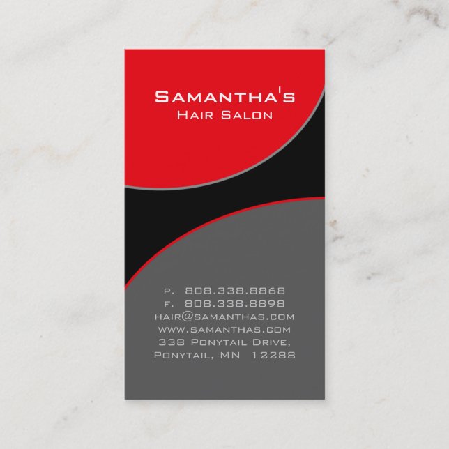 Bold Salon Spa Business Card red grey (Front)