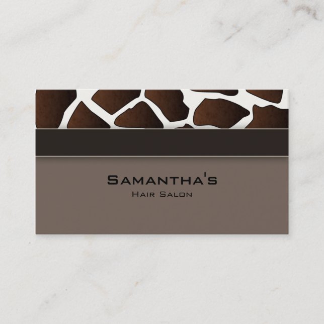 Bold Salon Spa Business Card trendy giraffe brown (Front)