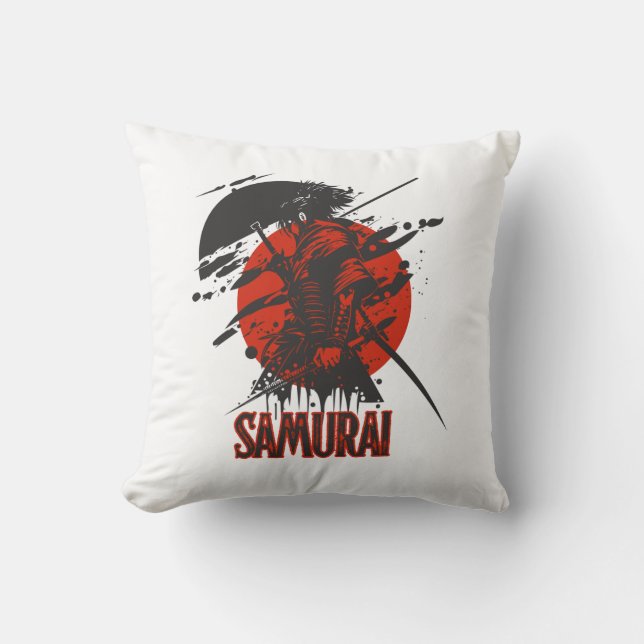 Bold Samurai Warrior pillow – Japanese Art (Front)