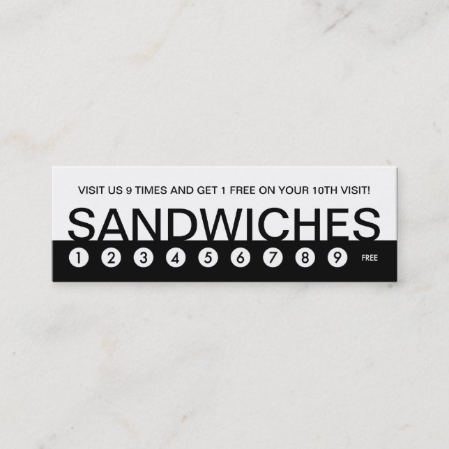 bold SANDWICHES customer loyalty (Front)