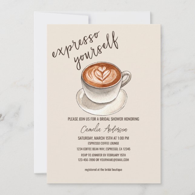 Bold Sans Serif Bold Invitation espresso yourself (Front)
