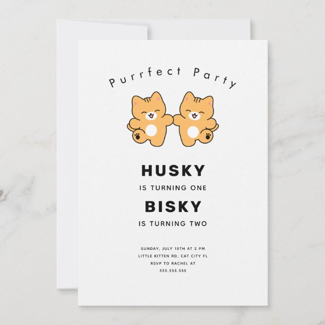 Bold Sans Serif	Bold Invitation | purrfect (Front)