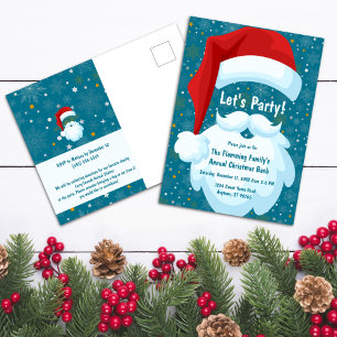 Bold Santa Customized Christmas Party Postcard