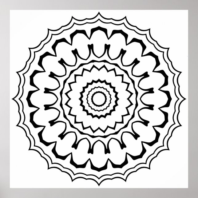 Bold Scalloped Ring Mandala with Layered Waves Poster (Front)