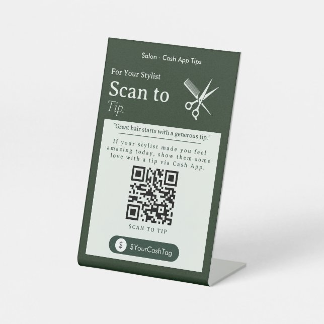 Bold Scan to Tip QR Code Sign | Cash App Tips  (Front)