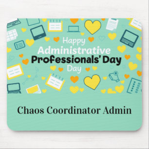 Bold Script Admin Day Heart Icon Celebration Mouse Pad