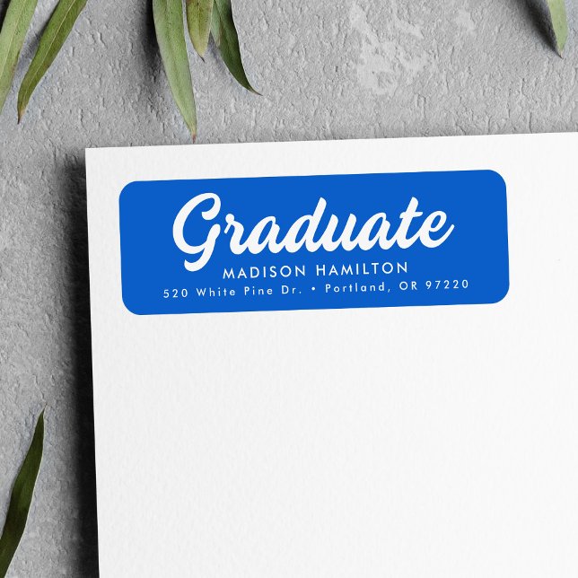 Bold Script Blue Graduation Return Address (Creator Uploaded)