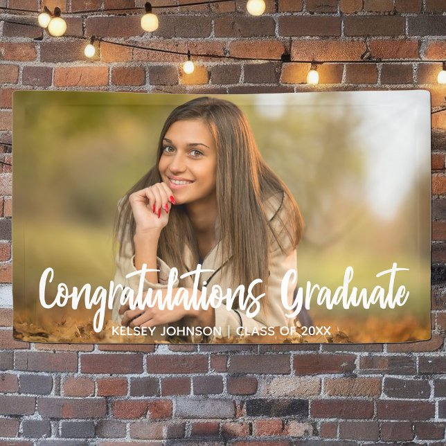 Bold Script Congratulations Graduate Photo Party Banner (Creator Uploaded)