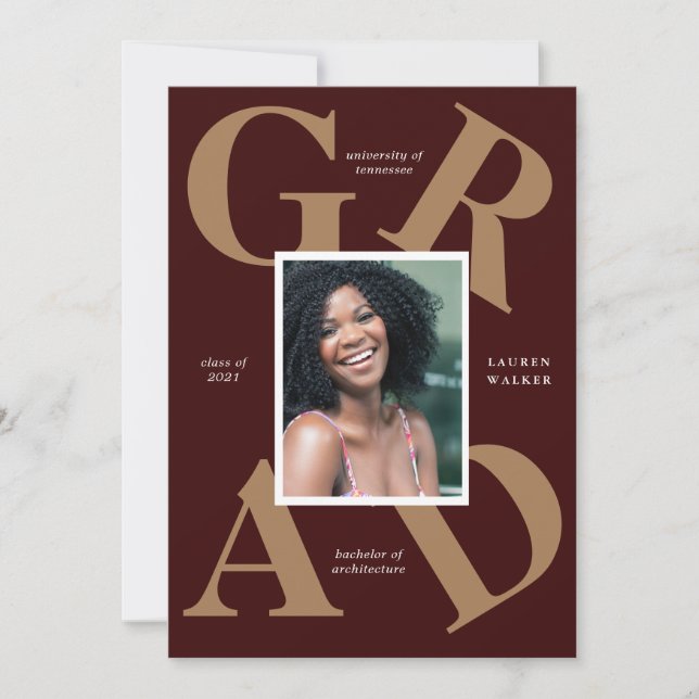 bold script couleurs de l'école faire-part (Devant)