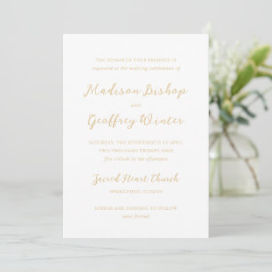 Bold Script Earthy Neutral Elegant Wedding Invitation