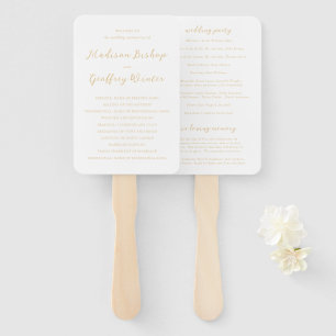 Bold Script Earthy Neutral Elegant Wedding Program Hand Fan