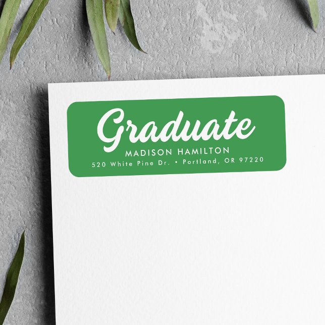 Bold Script Green Graduation Return Address (Creator Uploaded)