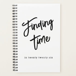 Bold Script Personalized Name Black & White  Planner