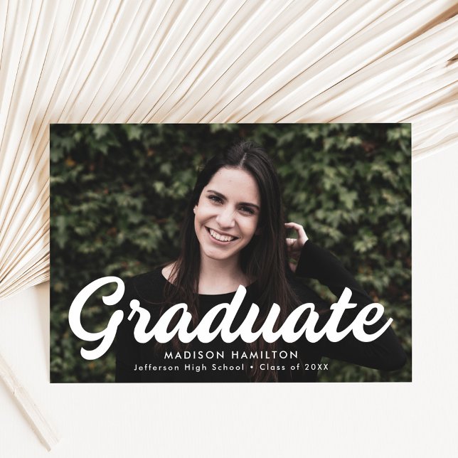 Bold Script Photo Graduation Announcement (Creator Uploaded)