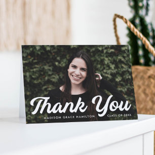 Bold Script Photo Graduation Thank You Card