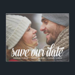 Bold Script | Photo Save the Date Announcement Postcard<br><div class="desc">This gorgeous,  full-bleed photo save the date features a bold retro-style calligraphy and the text "Save our date" - customize with your wedding details and favourite photo.</div>