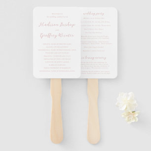 Bold Script Pink Elegant Wedding Program Hand Fan