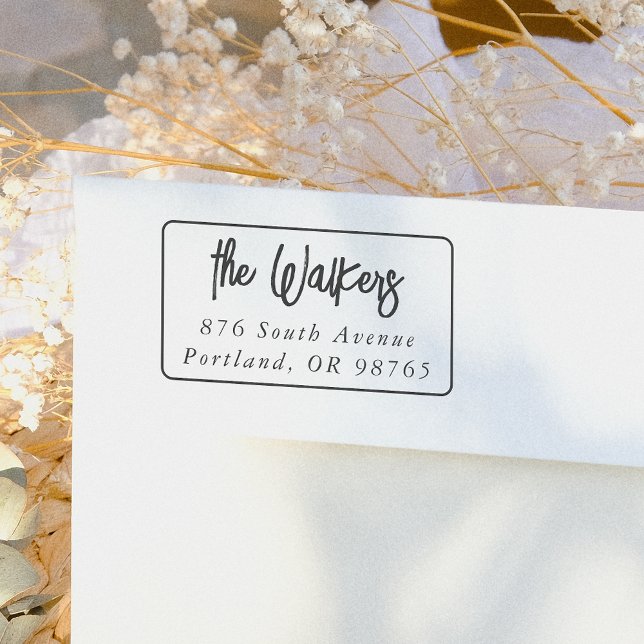 Bold Script Rectangle Frame Return Address Self-inking Stamp (Creator Uploaded)