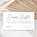 Bold Script Sage Green Baby Shower Diaper Raffle Enclosure Card<br><div class="desc">Cute,  minimalist baby shower diaper raffle cards featuring a modern sage green script. Personalize the sage green diaper raffle card with your custom text below. The design features space for each guest to write their name. The design coordinates with our Oh Baby Script baby shower collection.</div>