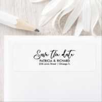 Bold Script Save The Date Return Address Label