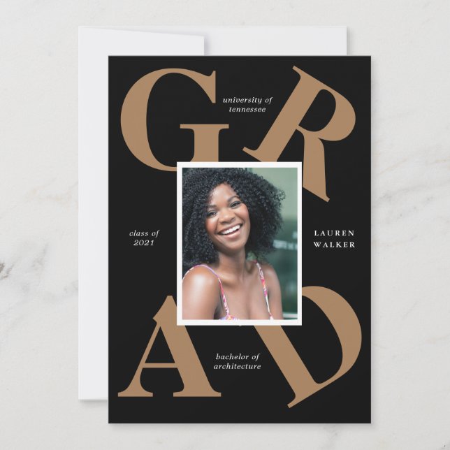 bold script school colours graduate announcement (Front)