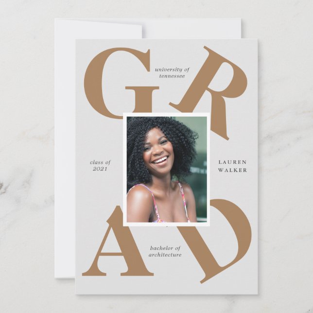 bold script school colours graduate announcement (Front)