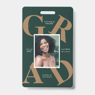 bold script school colours graduate announcement badge