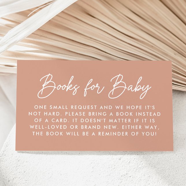 Bold Script Terracotta Baby Shower Book Request Enclosure Card (Creator Uploaded)