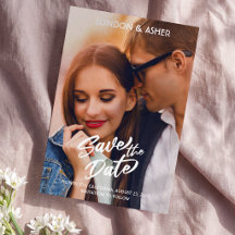 Bold Script White Overlay Photo Wedding