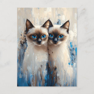 Bold Siamese Cats Painting Postcard