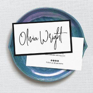 Bold Signature Script,  Modern White Professional  Business Card