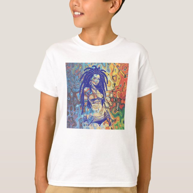 Bold silhouette of a woman with dreadlocks. T-Shirt (Front)