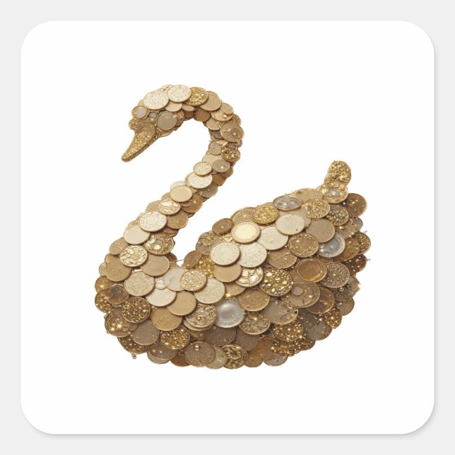 Bold Silver GOLDEN SWAN Sticker Art (Front)