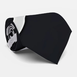 Bold Silver Stripe Black Neck Tie