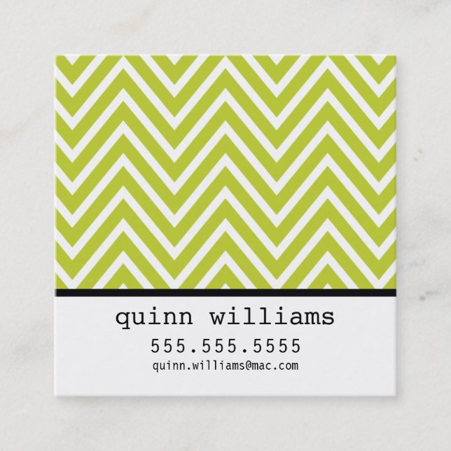 BOLD SIMPLE MODERN chevron pattern preppy lime Square Business Card (Front)