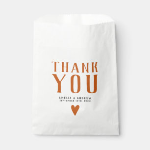 Bold Simple Orange Heart Wedding Favor Favour Bag
