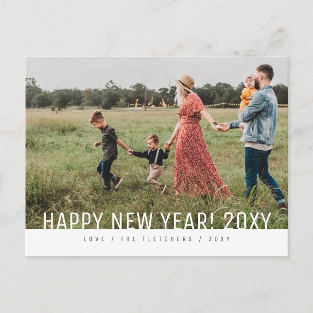 Bold Simple Script Happy New Year Holiday  Postcard (Front)